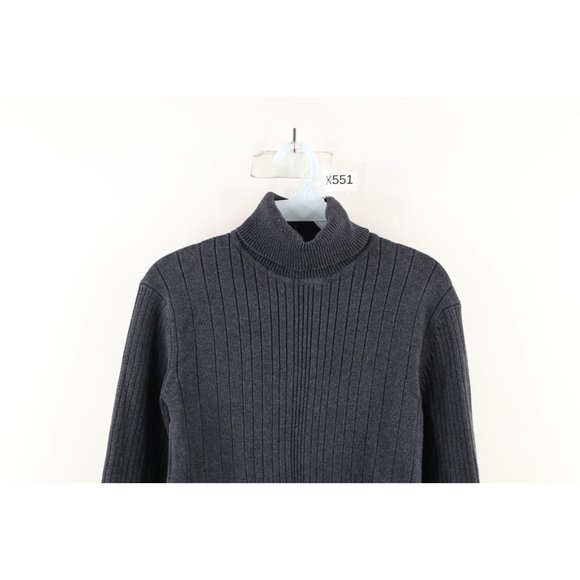 Vtg 90s Calvin Klein Womens Medium Faded Striped Ribbed Knit Turtleneck Sweater - Picture 2 of 7